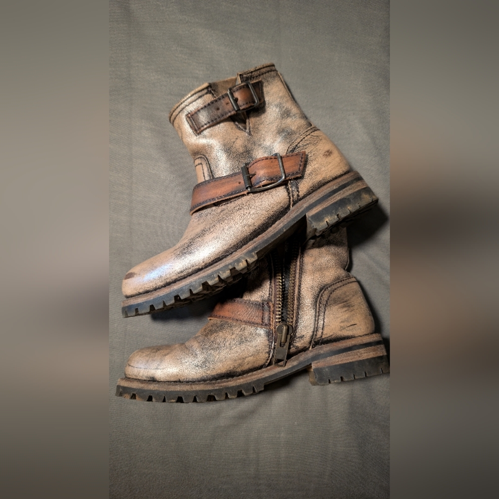 Freebird by Steven Brown Tan Combat Moto Boots
